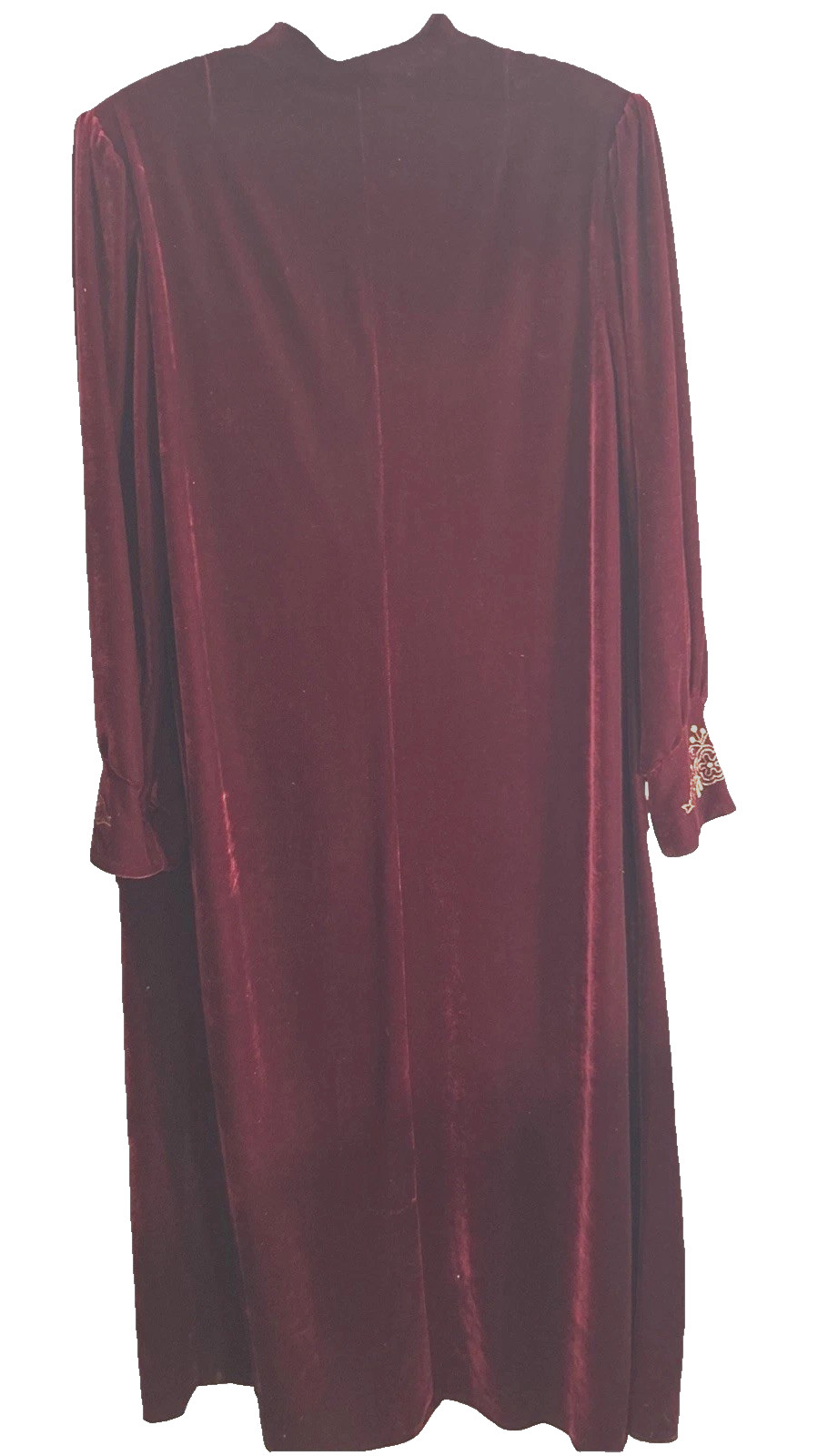 Vintage Unbranded Size M/L Burgundy Velour Gold Embroidery Robe Victorian