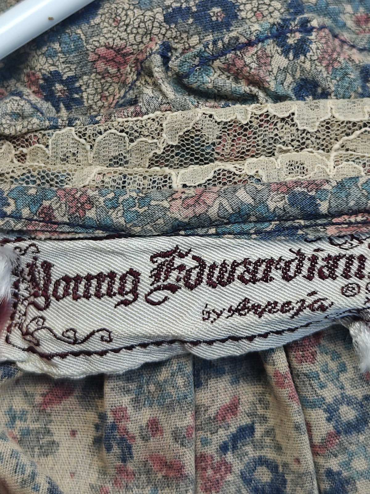 Vintage 70s Young Edwardian Arpeja Prairie Dress Floral Calico Lace Size 7 Boho