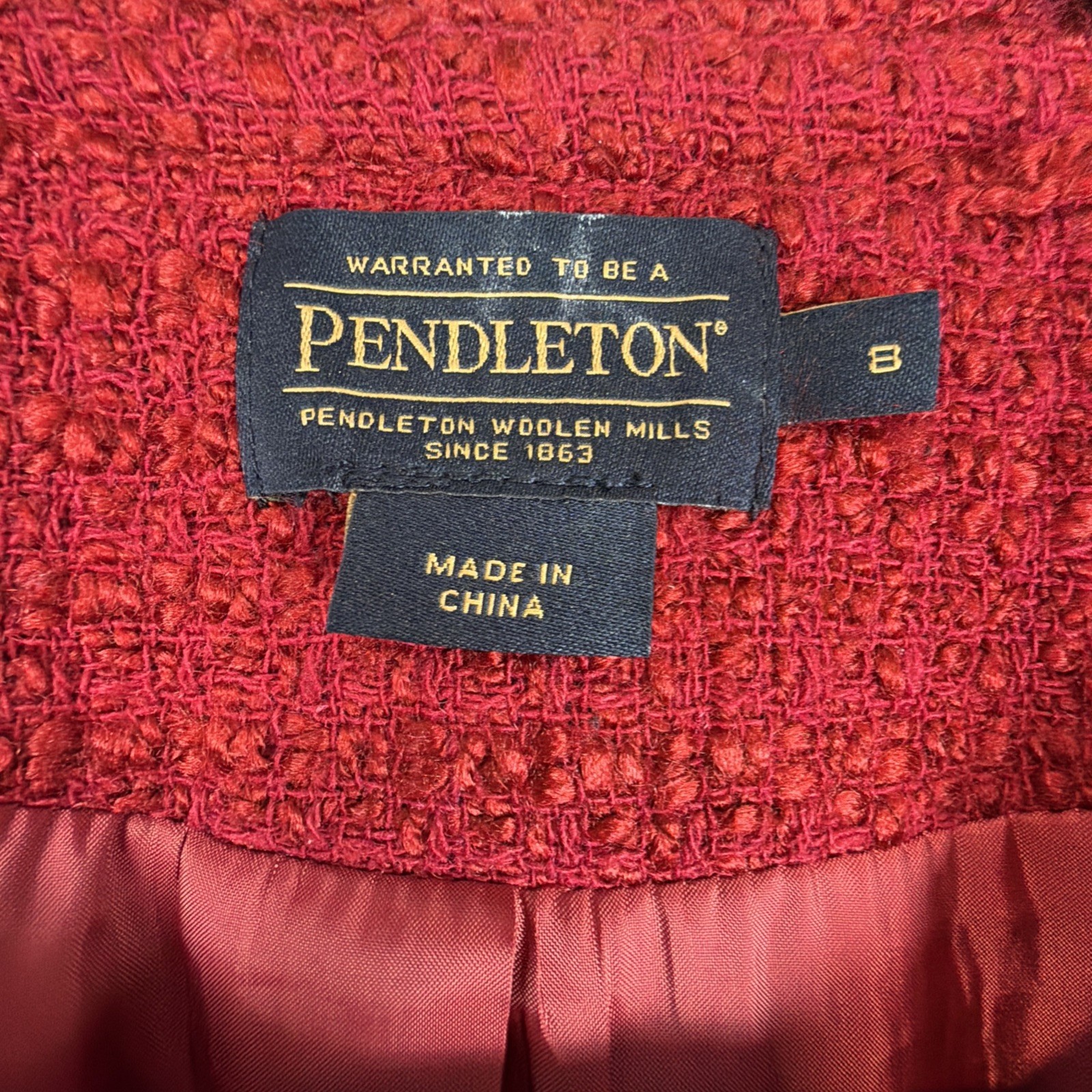 Pendleton Red Wool Blend Blazer Womens 8 Vintage Button Jacket Career Classic