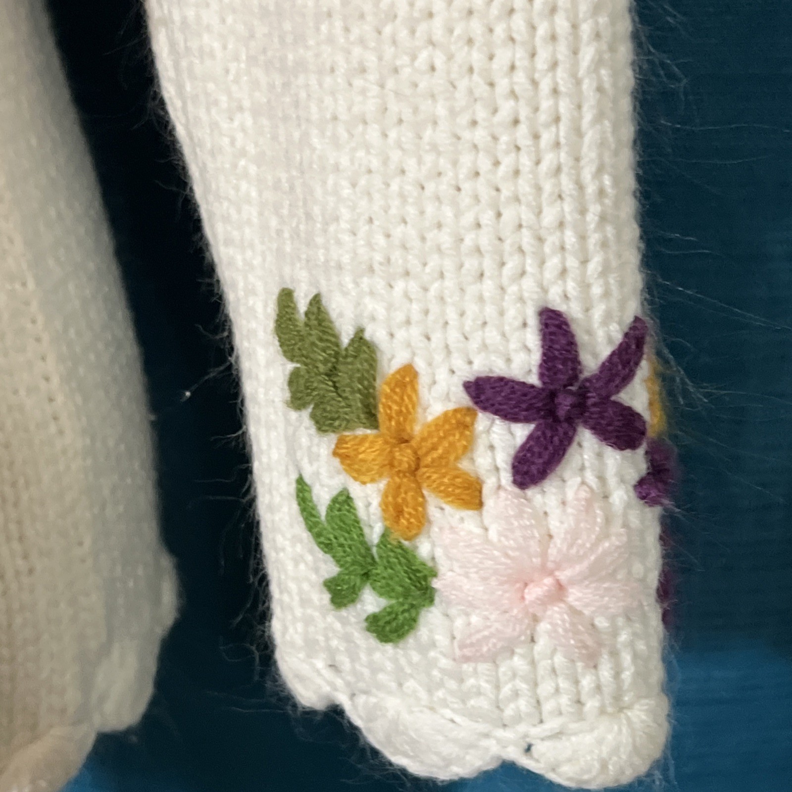 Vintage Embroidered Cardigan Sweater Floral. PLEASE READ DESCRIPTION. Needs TLC