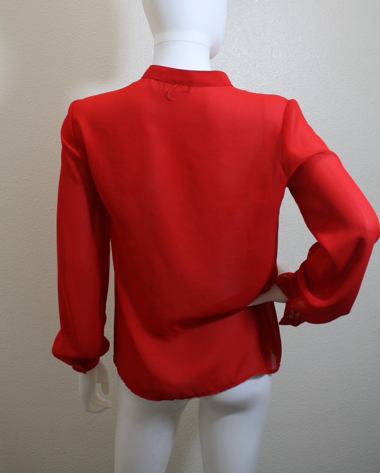 SCHRADER SPORT NEW YORK VINTAGE BLOUSE LONG SLEEVE DETACHABLE COLLAR TOP 8 RED