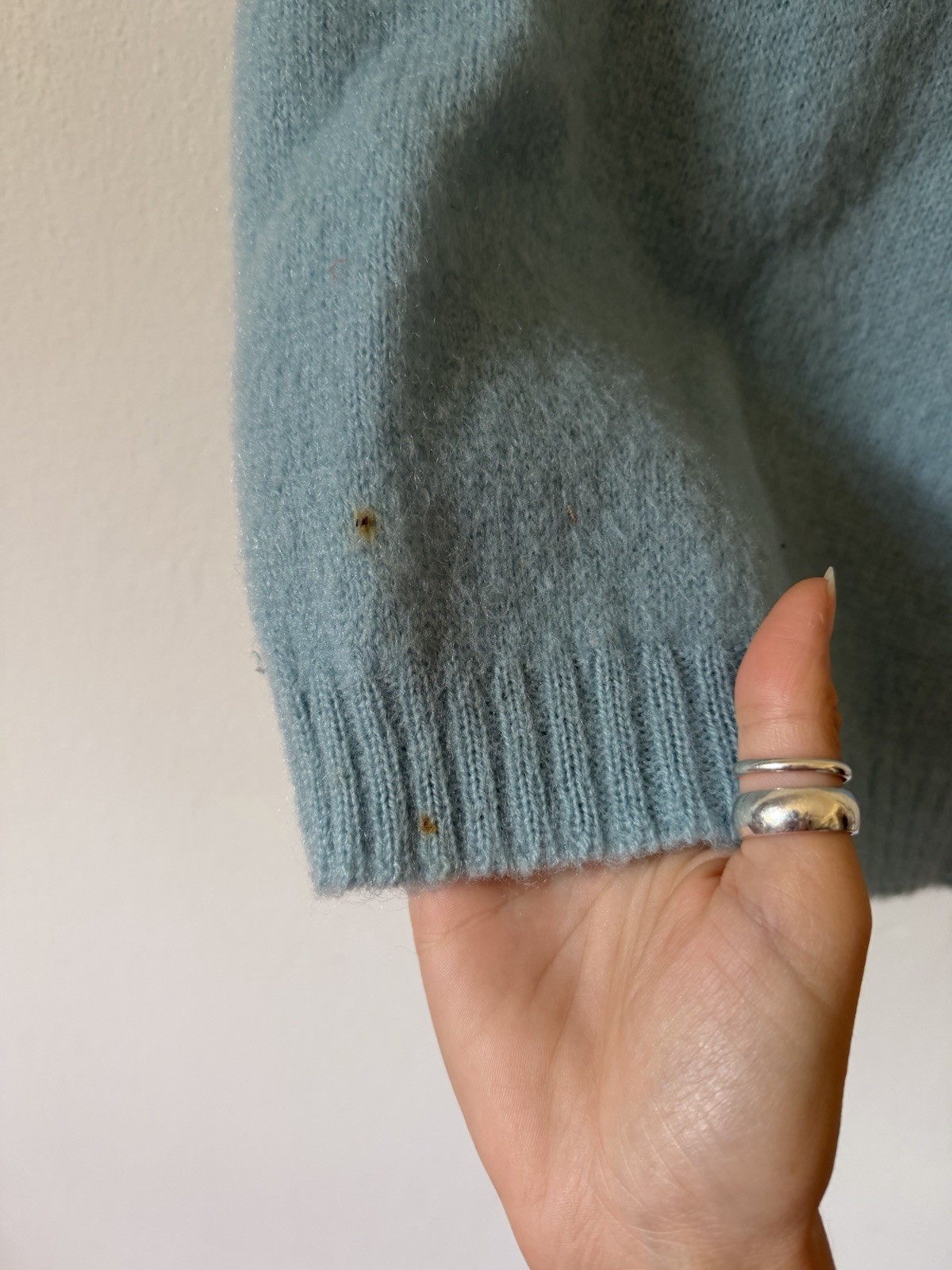 Vintage 60s 70s Baby Blue Mohair Wool Blend Sleeveless Top Size S/M Shagora