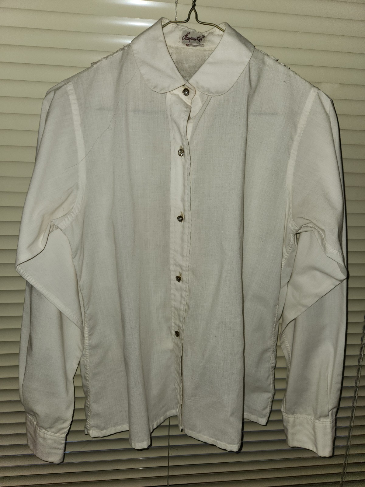 Unique Vintage White Blouse by Haymaker