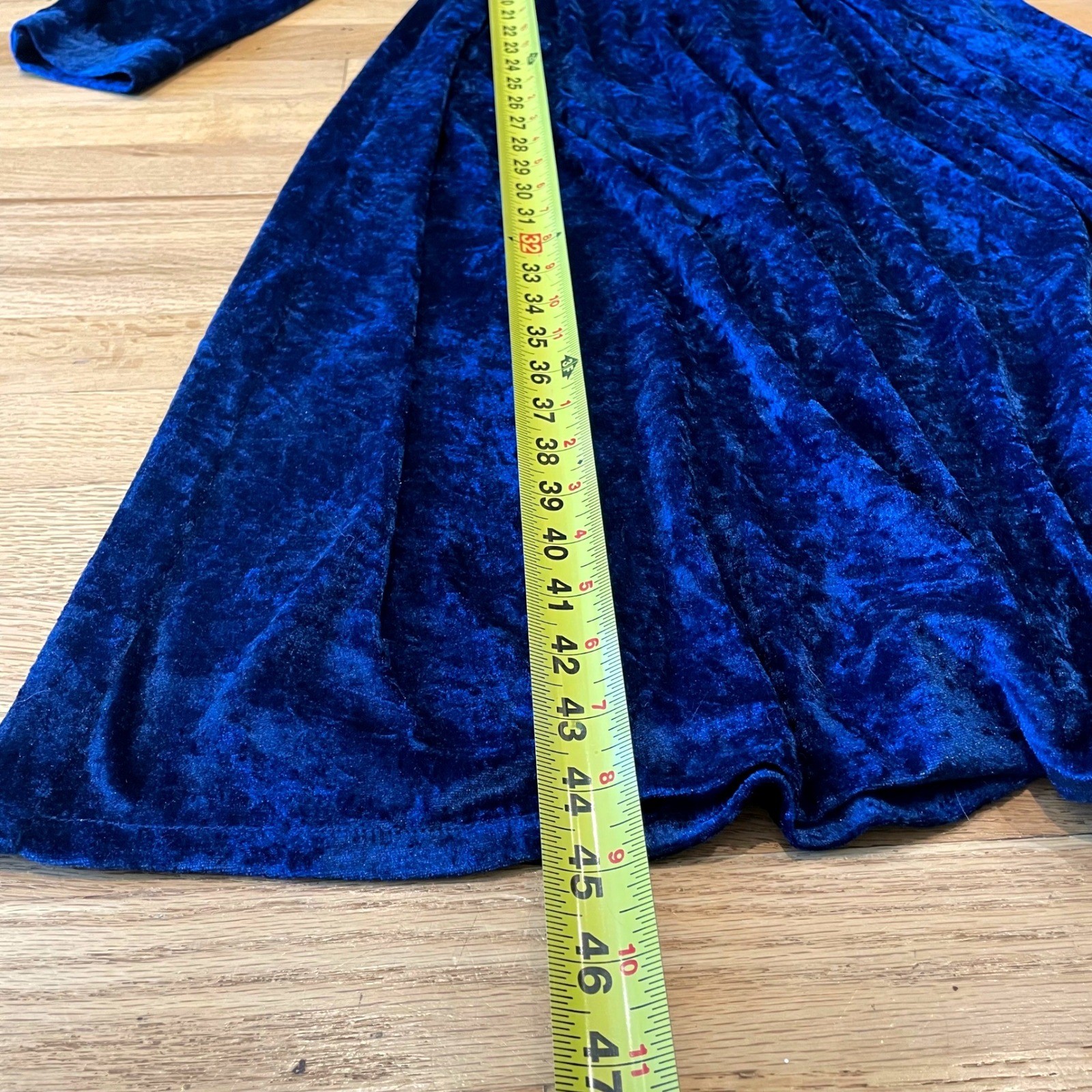 Brett Alixander Vintage 90s Velvet Midi Dress Dark Academia Blue Tie Back Bow