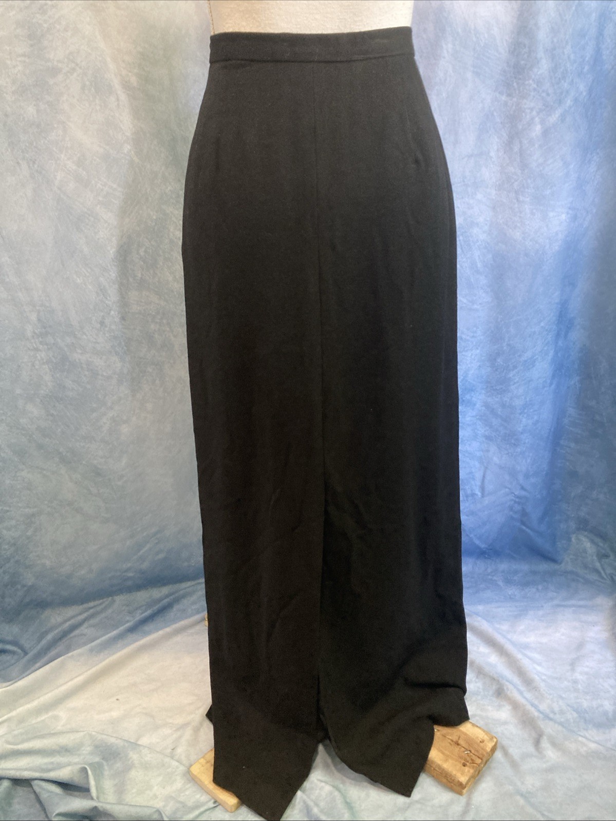 Vtg 90s Black Wool Maxi Skirt Size 8 Rena Rowan Goth Grunge Slit Dark Academia