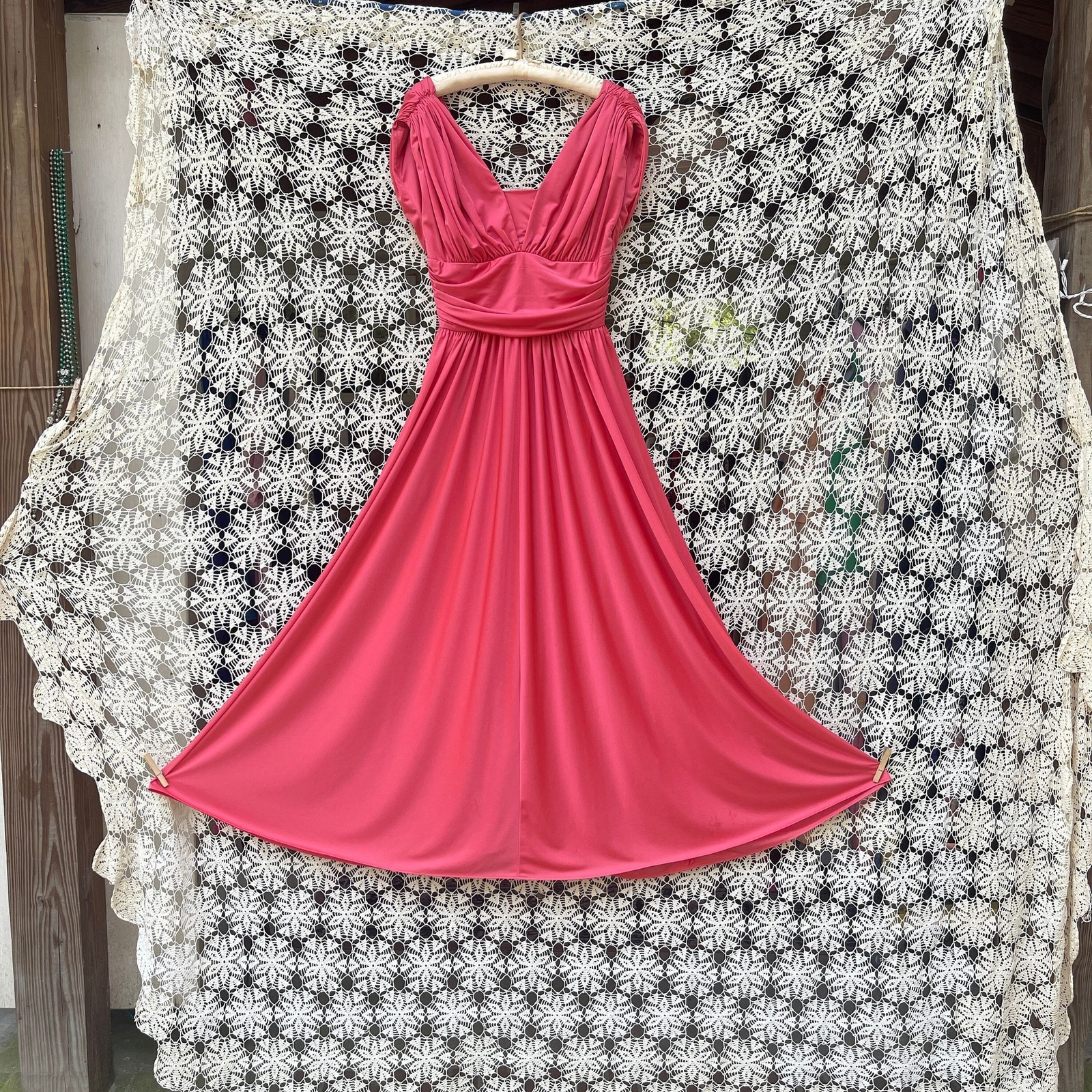1970s Marita by Anthony Muto Coral Pink Gown S