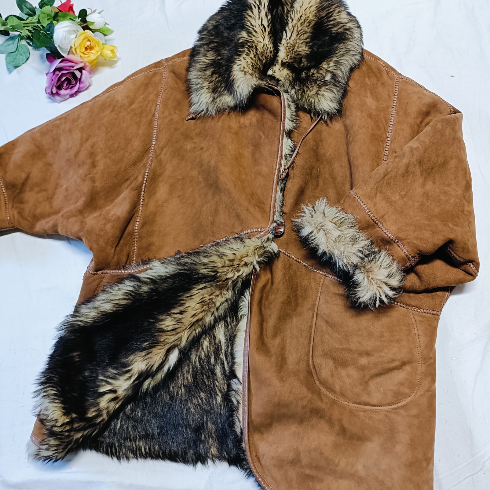 0815 Vintage Real Sheepskin sheep Fur Mouton Mongolian Coat Women
