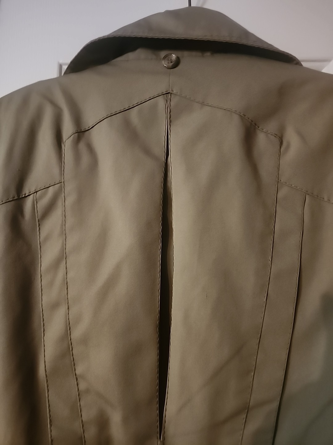Womens Tan Fitted Trench Coat 7/8 Zip In Plaid Wool Liner Not A Burberry