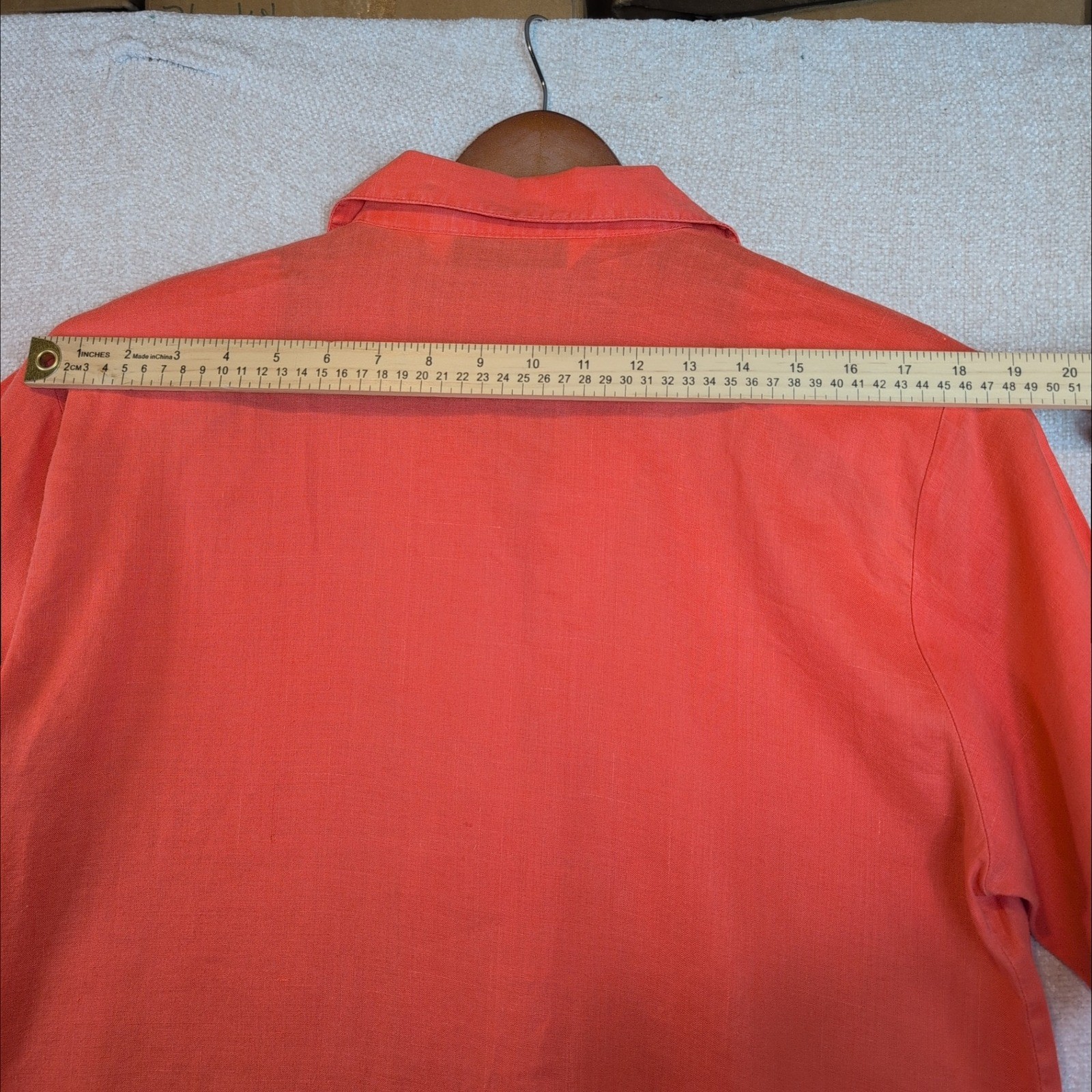 VTG Carlie’s Court Linen Shirt Coral Pink Shoulder Pads Sz 14 Cottagecore Light