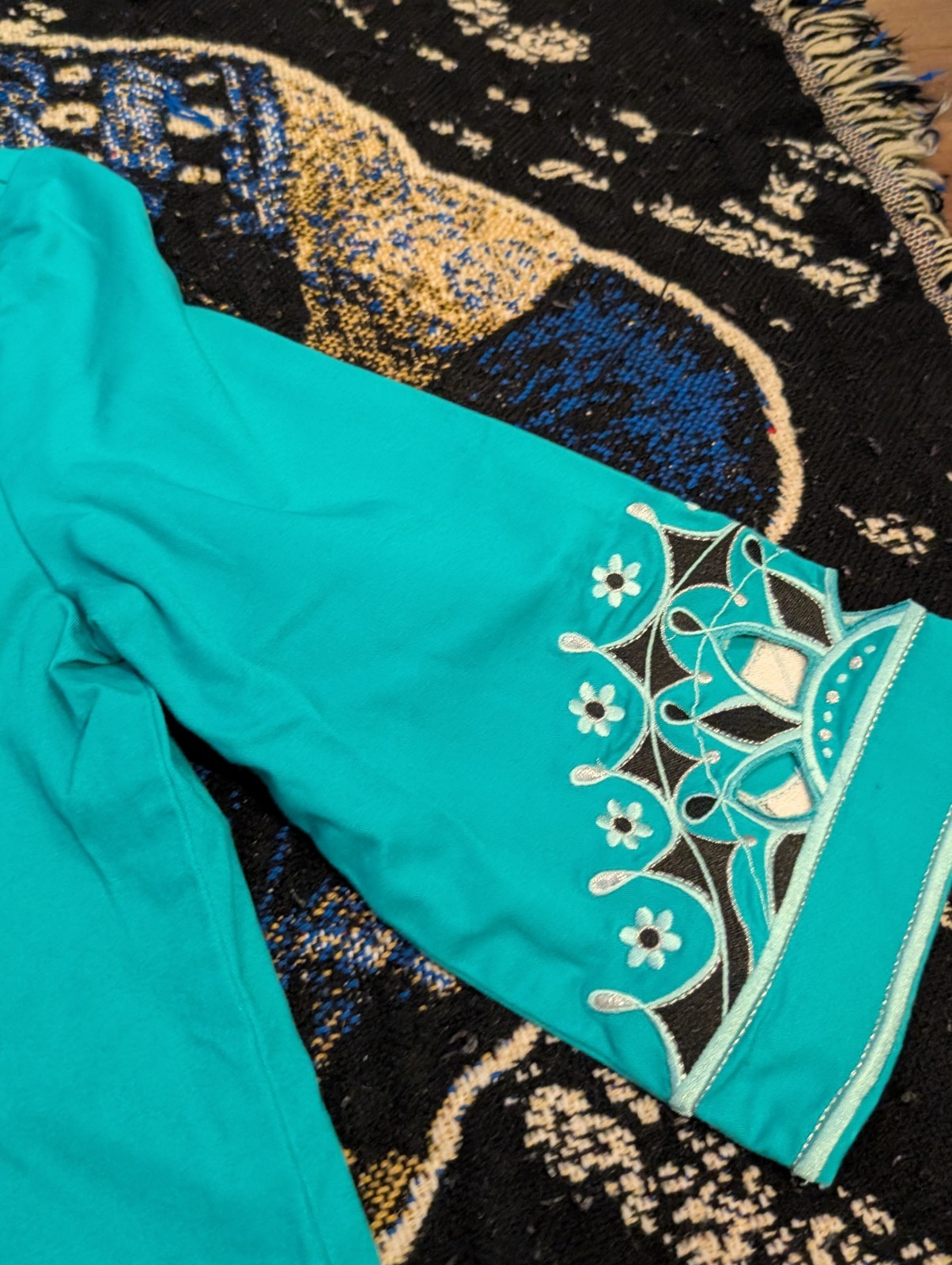 Vtg 90s Sz XS Jacket Coat Bob Mackie Wearable Art Western Turquoise