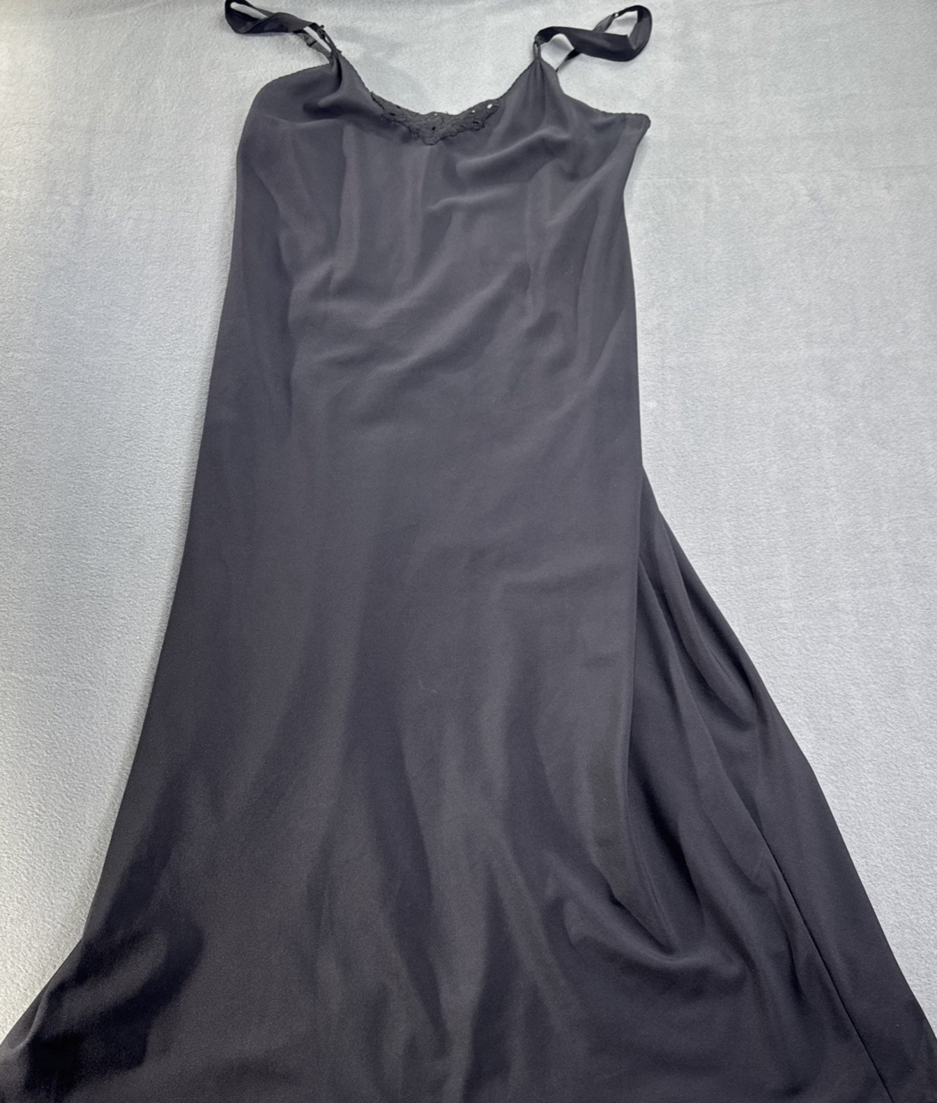 Vanity Fair Vintage Long Black Slip Dress 36 32”/42 #10-631 Nightie Lingeree