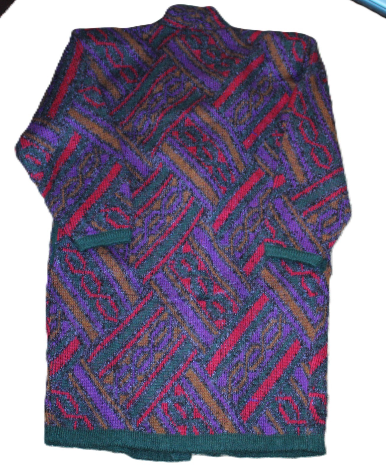 Cervelle Vintage 80s Liola Geometric Patterned Cardigan Shoulder Pads Warm