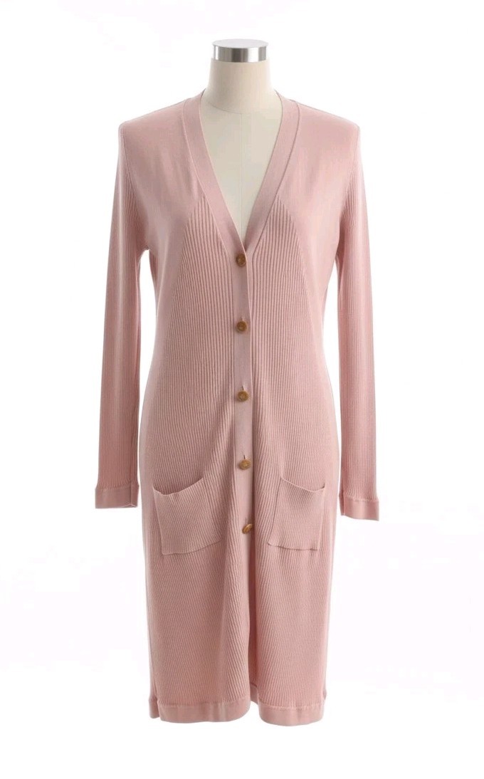 Chanel CC Button Cotton Silk Knit Long Sleeves Cardigan Sweater Jacket Jumper 40