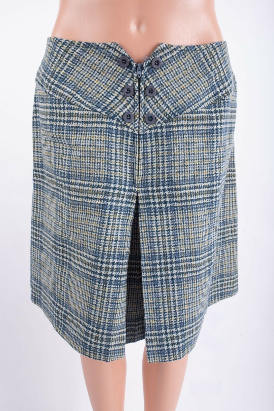 1960’s Vintage Plaid Skirt by Tami 100% Wool Mid Rise Women’s Medium Blue green