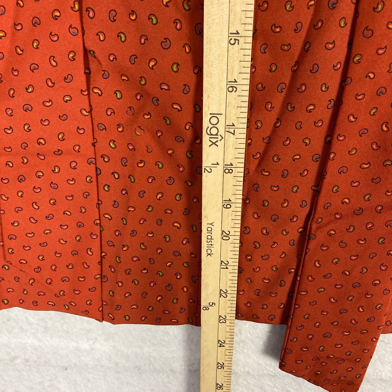 VTG Paisley Blouse 70s Lady Arrow Pussy Bow Burnt Orange Size 10 Boho Fun M