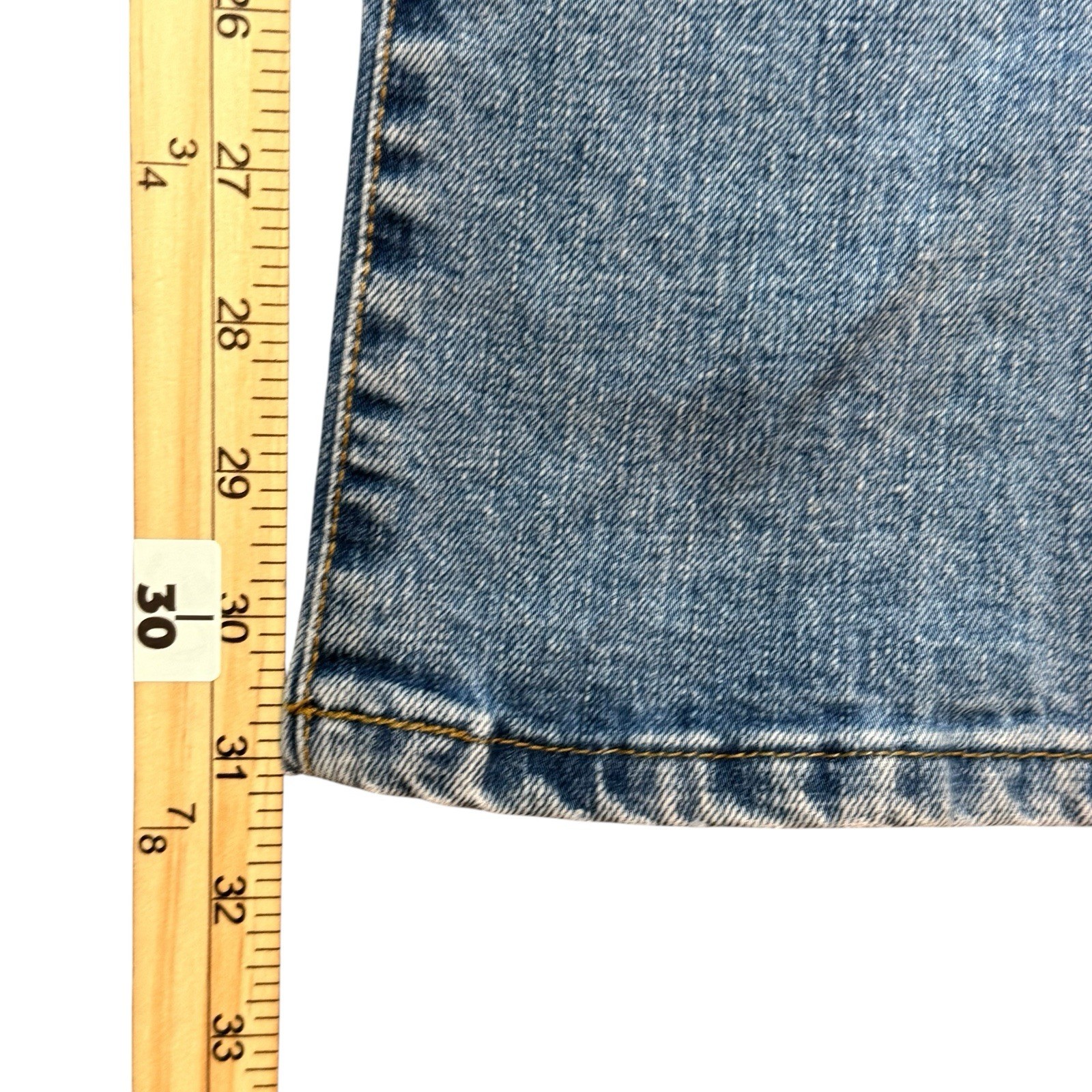 Women’s Light Wash Bootcut Jeans Mid Rise Distressed Denim Blue 30×33