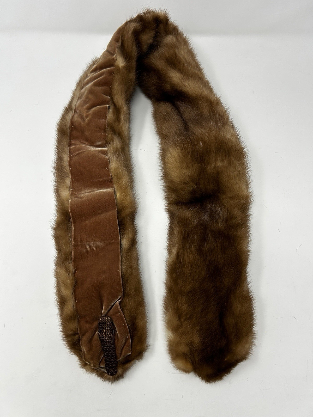 Vintage Genuine Mink Fur Stole Wrap Collar Mahogany Brown 39” Long Women’s