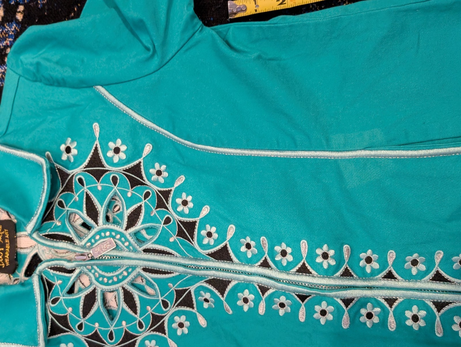 Vtg 90s Sz XS Jacket Coat Bob Mackie Wearable Art Western Turquoise