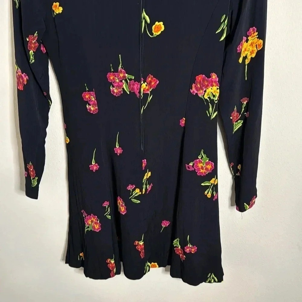 Betsey Johnson Vintage Y2K 90s Black Floral Mini Dress Small Whimsigoth Clueless