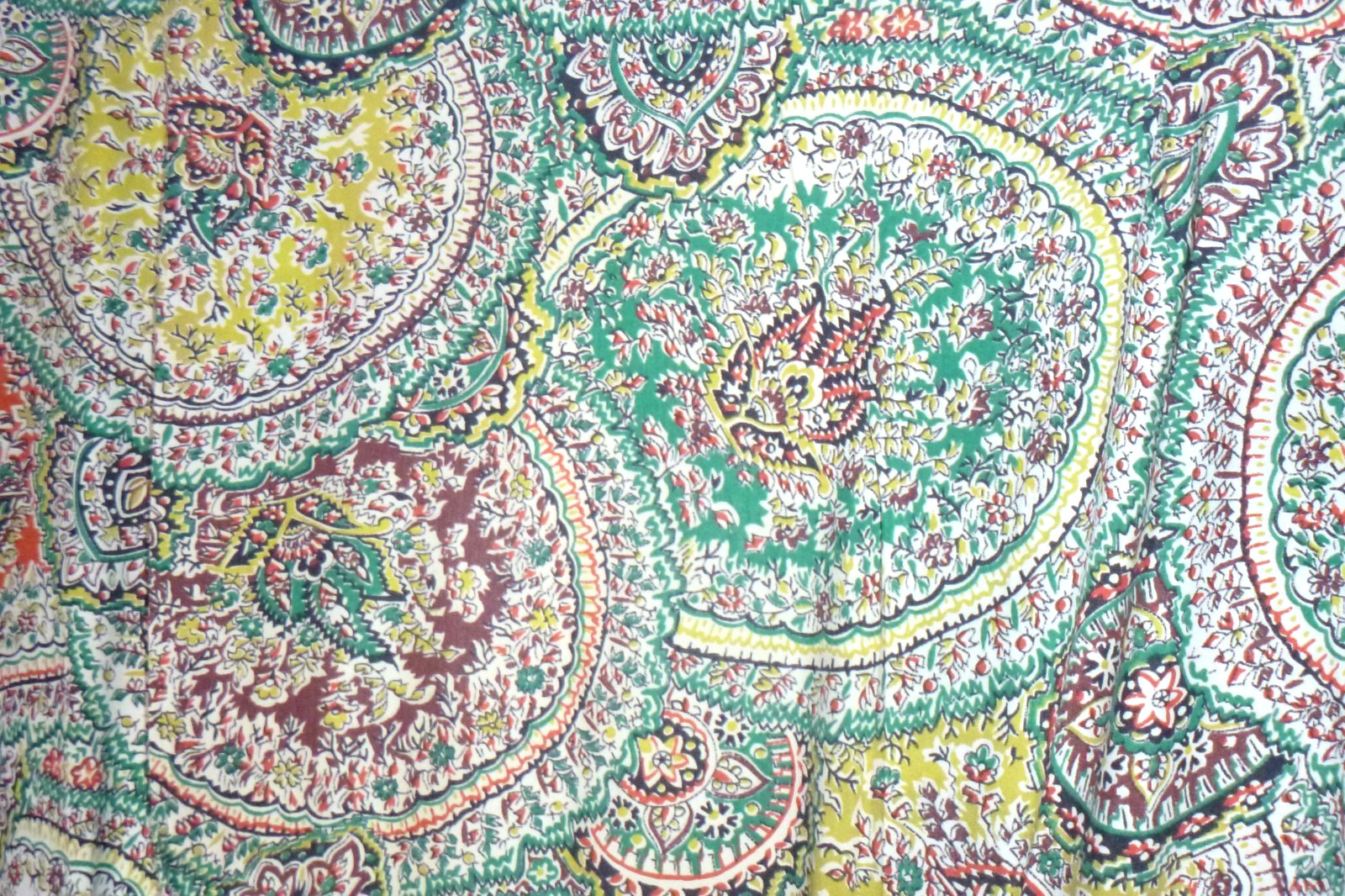 Vtg 40s 50s Georgiana Frocks Rayon Dress Paisley Green Red VOLUP Sz XL