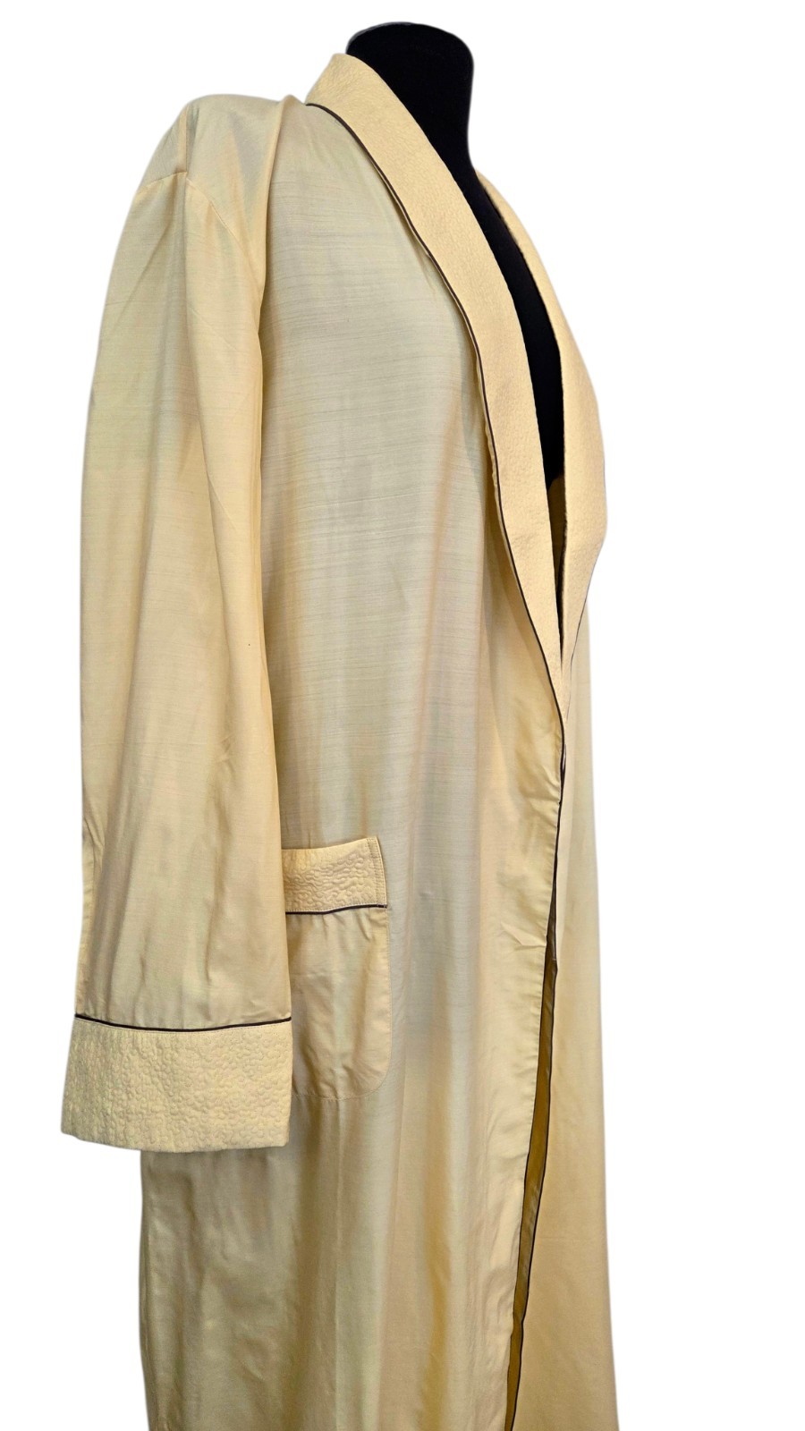 Vintage Peacock Robe 100% Silk Yellow Men’s XL Unisex Chinese Pockets Open NWOT