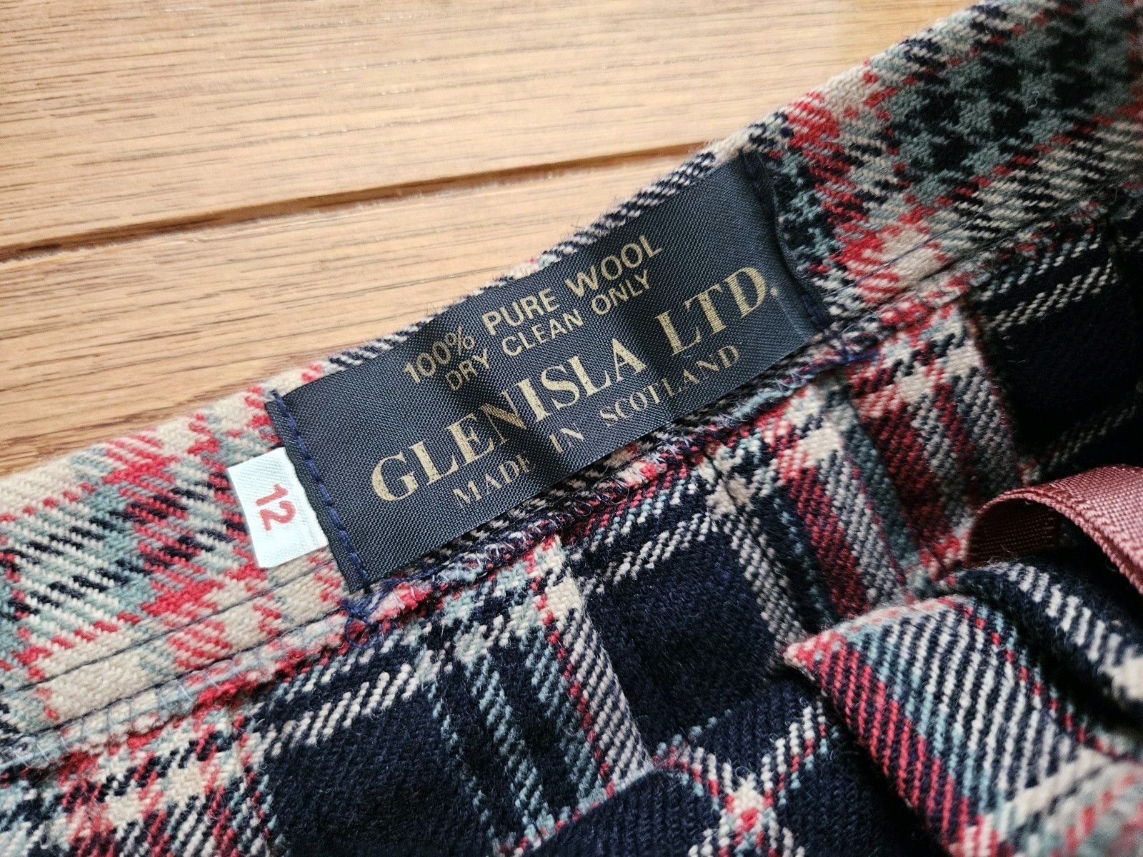 VTG Glenisla Classic Skirt Long Kilt Tartan Pleated Wool Red Navy Gry Women 12