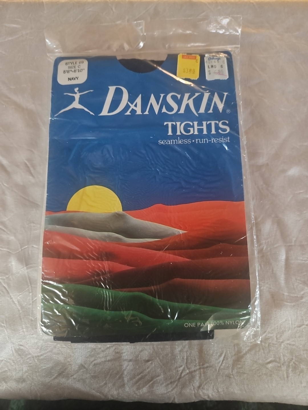 VTG NEW DANSKIN NAVY CLASSIC TIGHTS DANCE FASHION OPAQUE EXERCISE *C