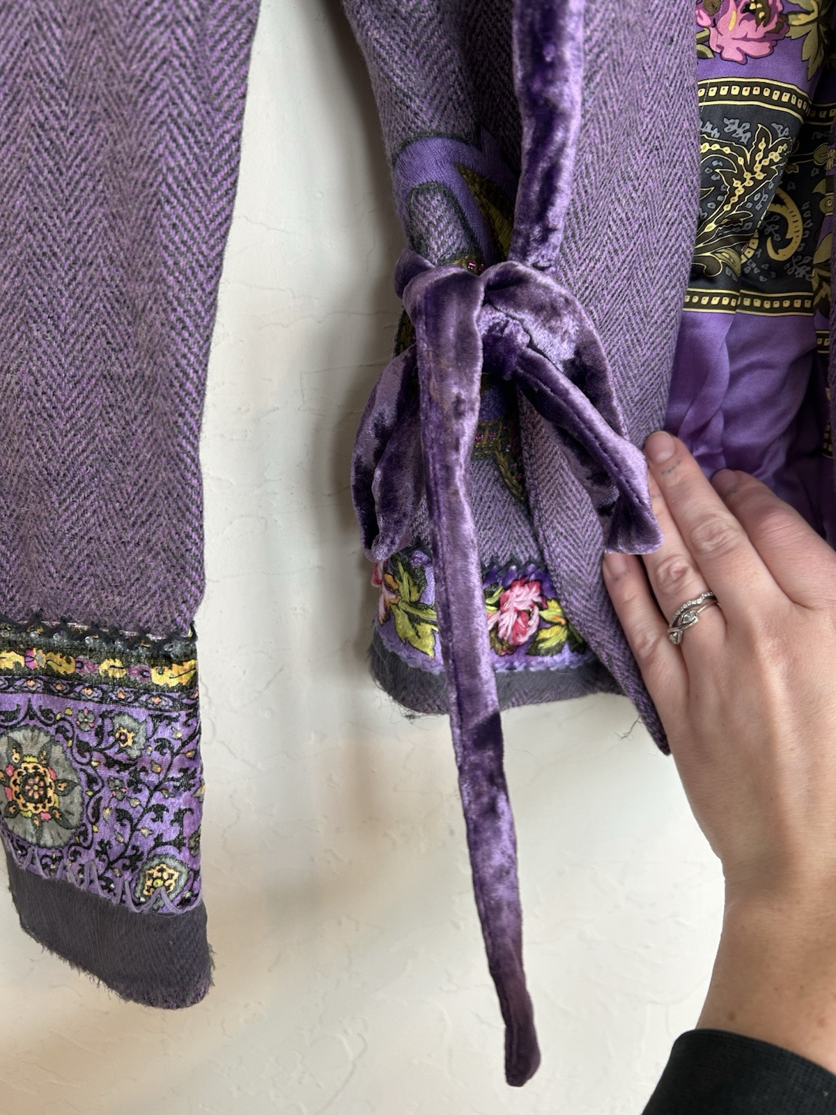 Vintage Y2K Renato Nucci Wool Silk Purple Fairy Velvet Floral Skirt Set 40 NWT M