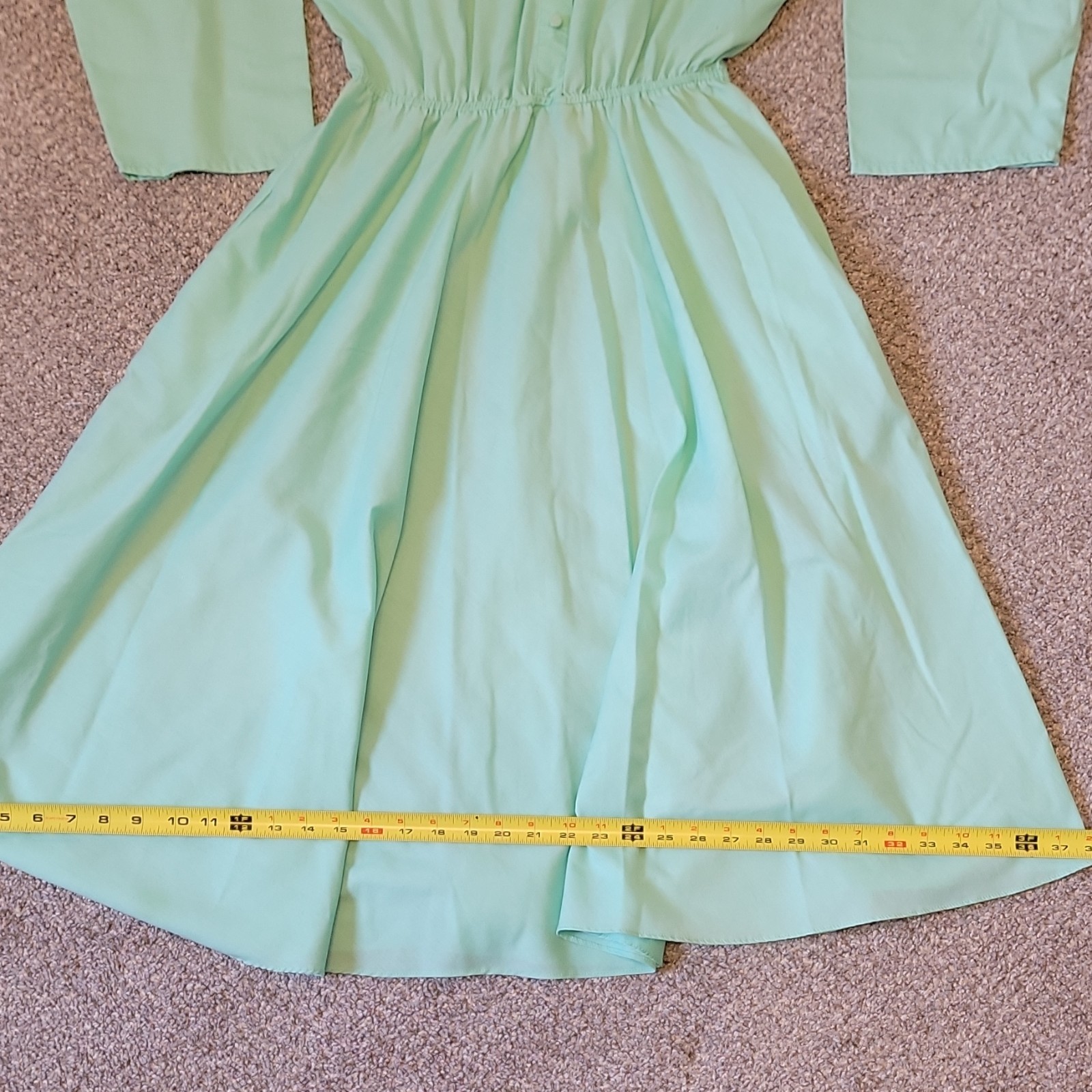 The American Shirt Dress 1980s Green Shirt Dress Size 11/12 Vintage Made in USA