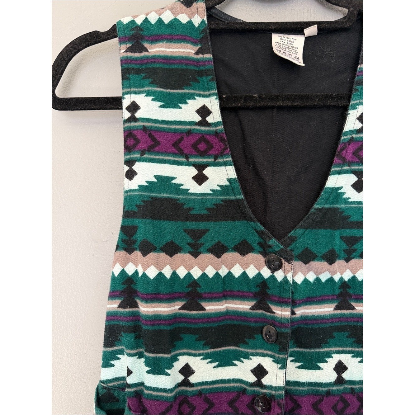 Vintage Women’s 90s Southwestern Indie Cowgirl Festival Geometric Print Vest Med