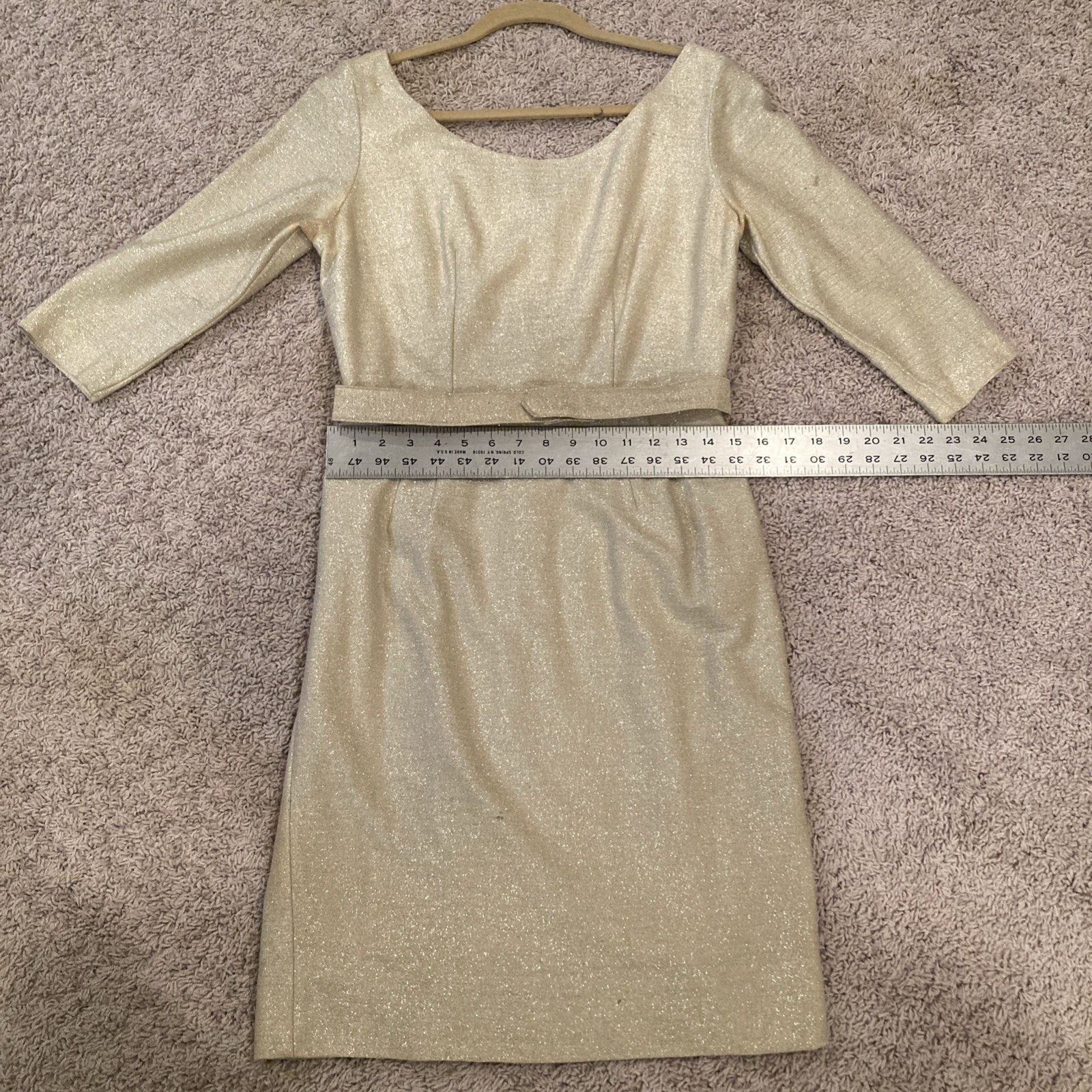 Vintage Champagne Gold Shift Formal Party Dress Mod MCM S 1960s