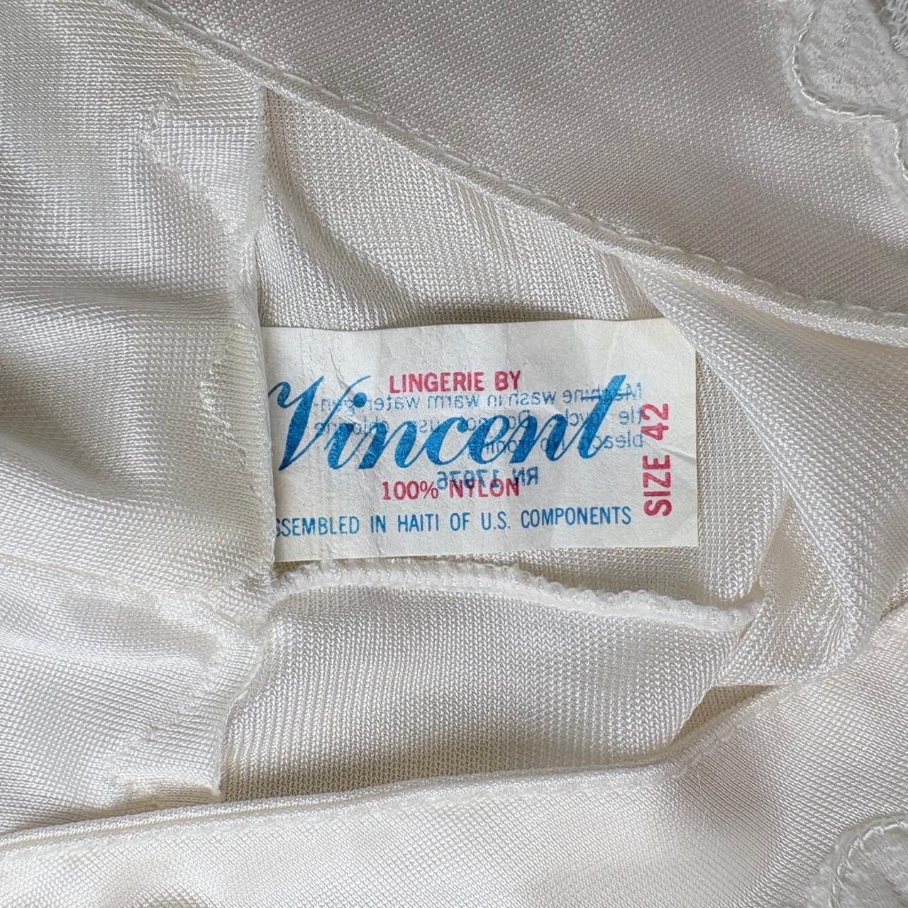 Vintage Lingerie by Vincent Slip Cami Top Size 42 White Lace Trim Nylon 70s 80s