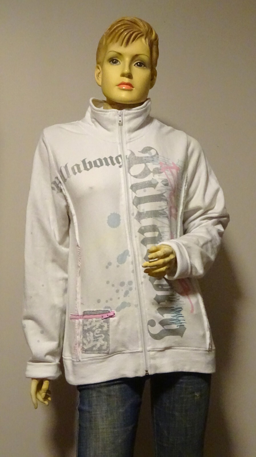 BNWOT Vintage Y2K Ladies BILLABONG Logo Print Zip Up Cotton Jacket – Size 12 –