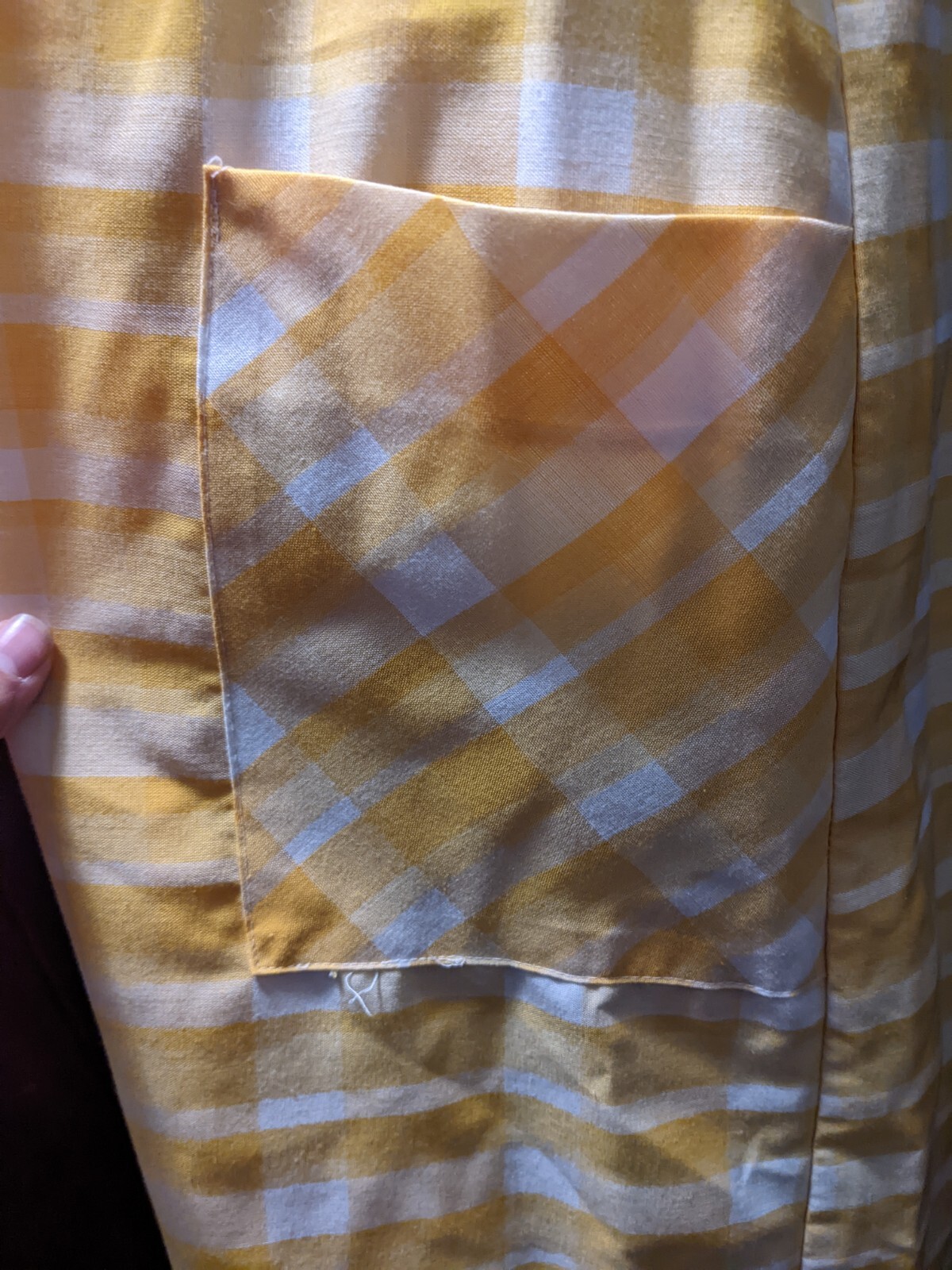 Vintage 1960s MCM Skimma Yellow Plaid House Dress 3/4 Zip Large