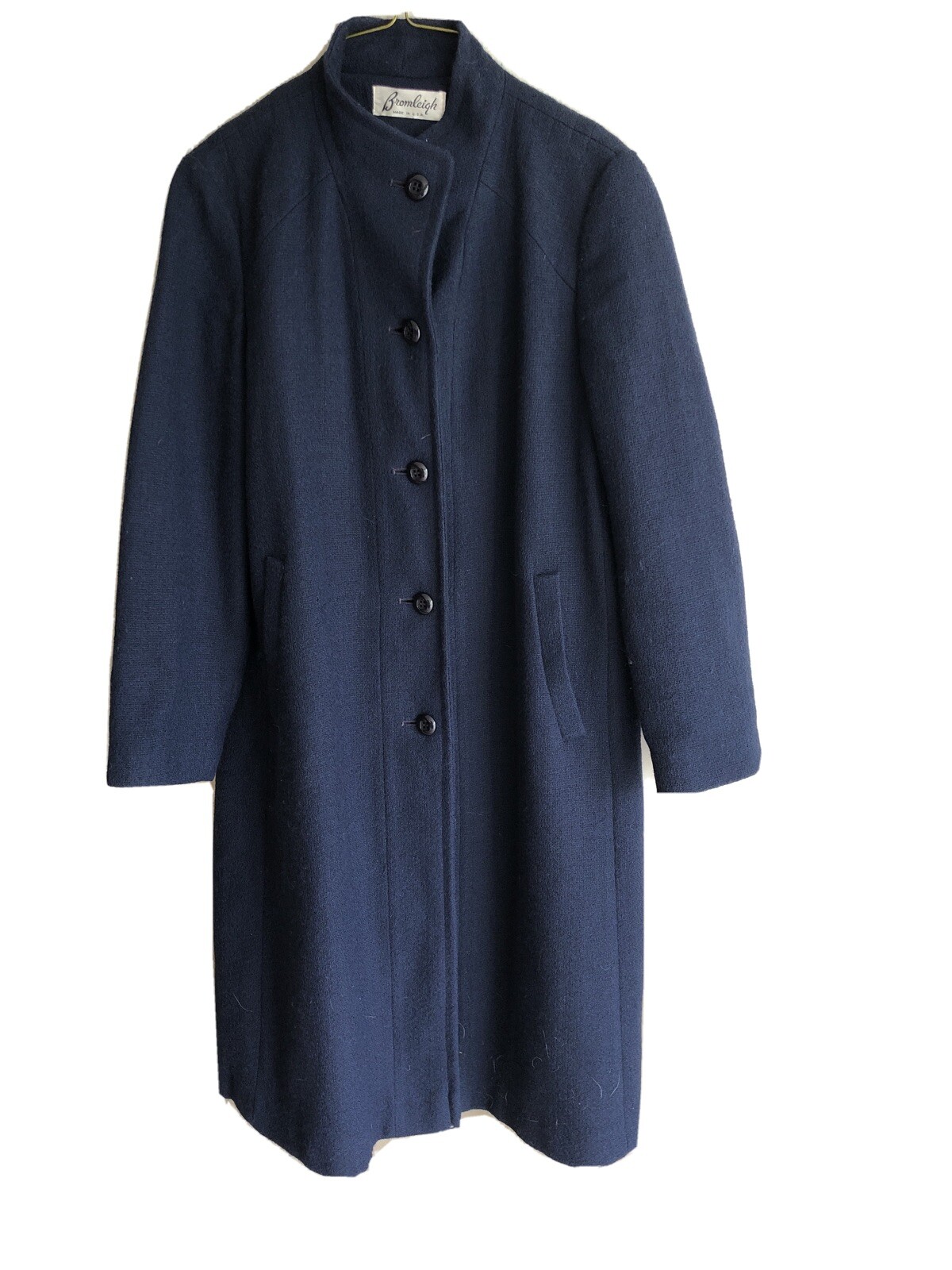 Vintage Bromleigh Wool Navy Women’s Trench Coat Blue Midi Long 1960s Classic!