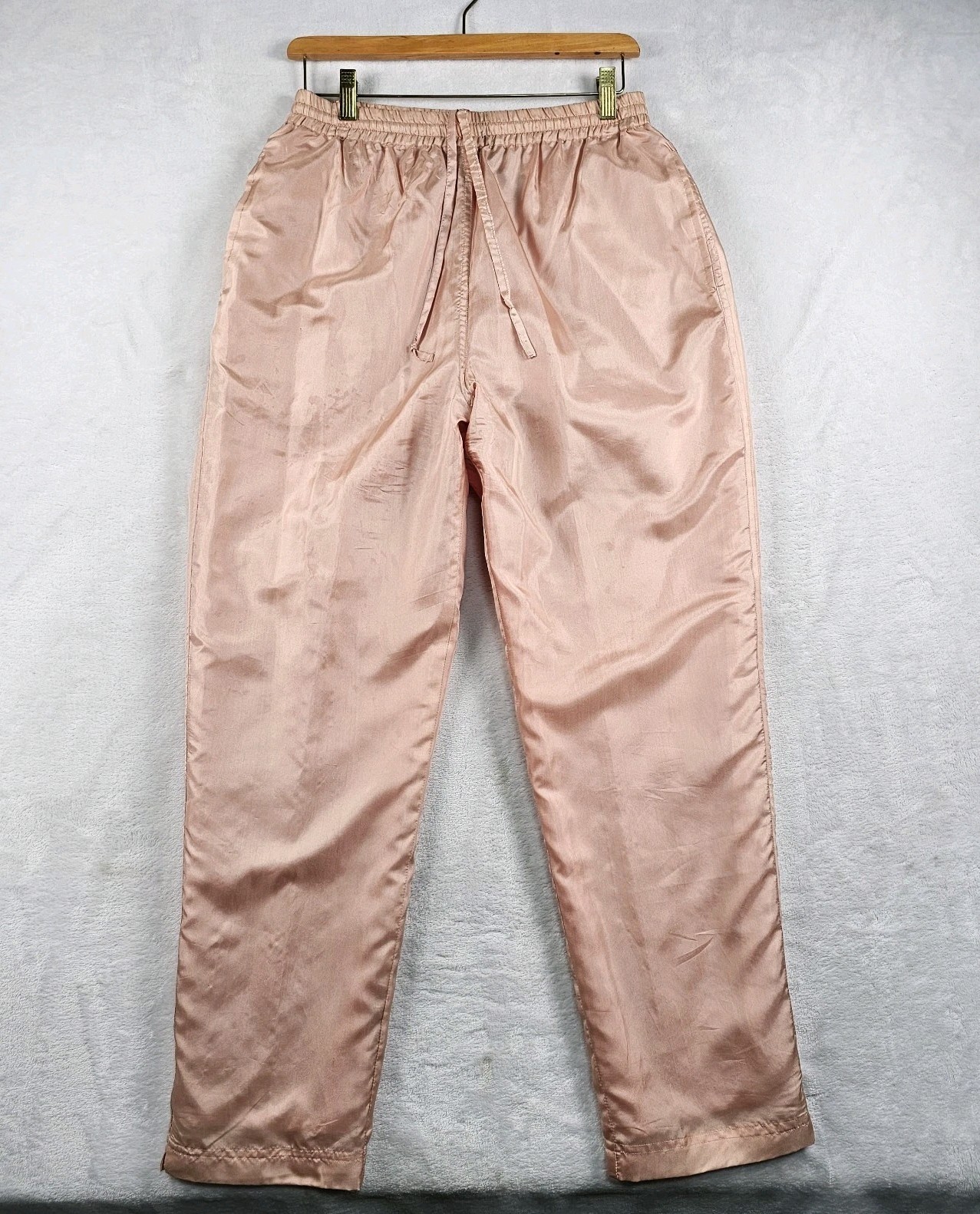 Vtg 90s 80s Outbrook 100% Silk Joggers Womens M 28×29 Track Swish Pants