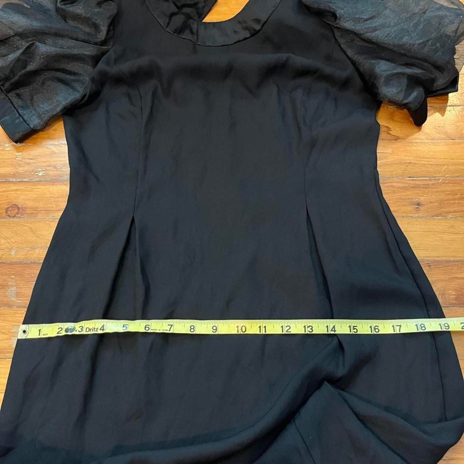 Vintage 1980s Michael Marcella Black Cocktail Dress Huge Puff Sleeves