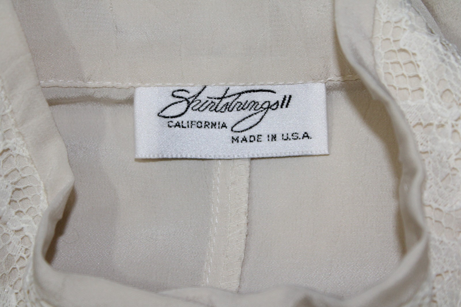 VTG Shirtstrings II M Ivory Polyester Blouse and Skirt Set Embroidered & Lace