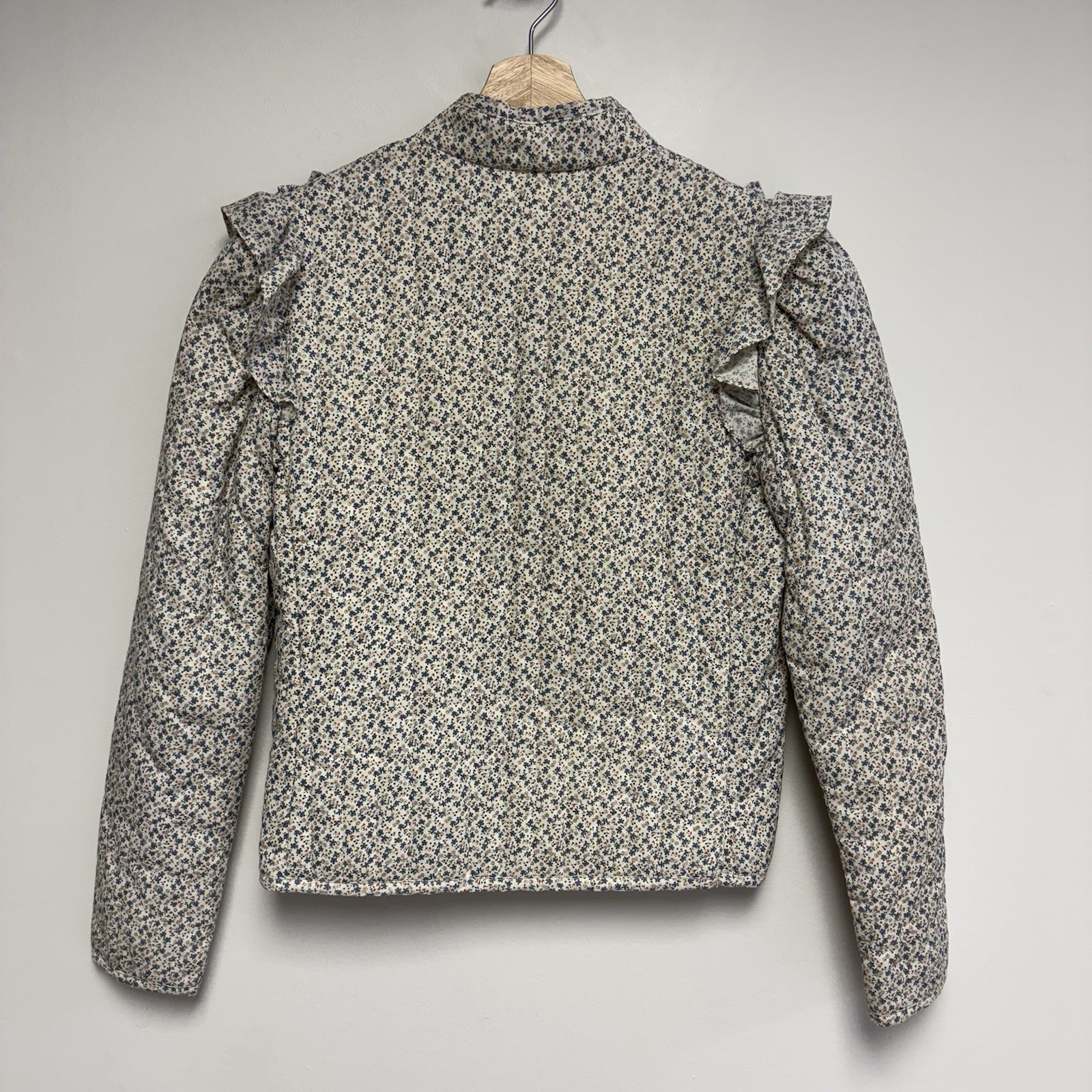 VTG 70s Jessica’s Gunnies Gunne Sax Ivory Floral Ruffle Quilted Jacket Top