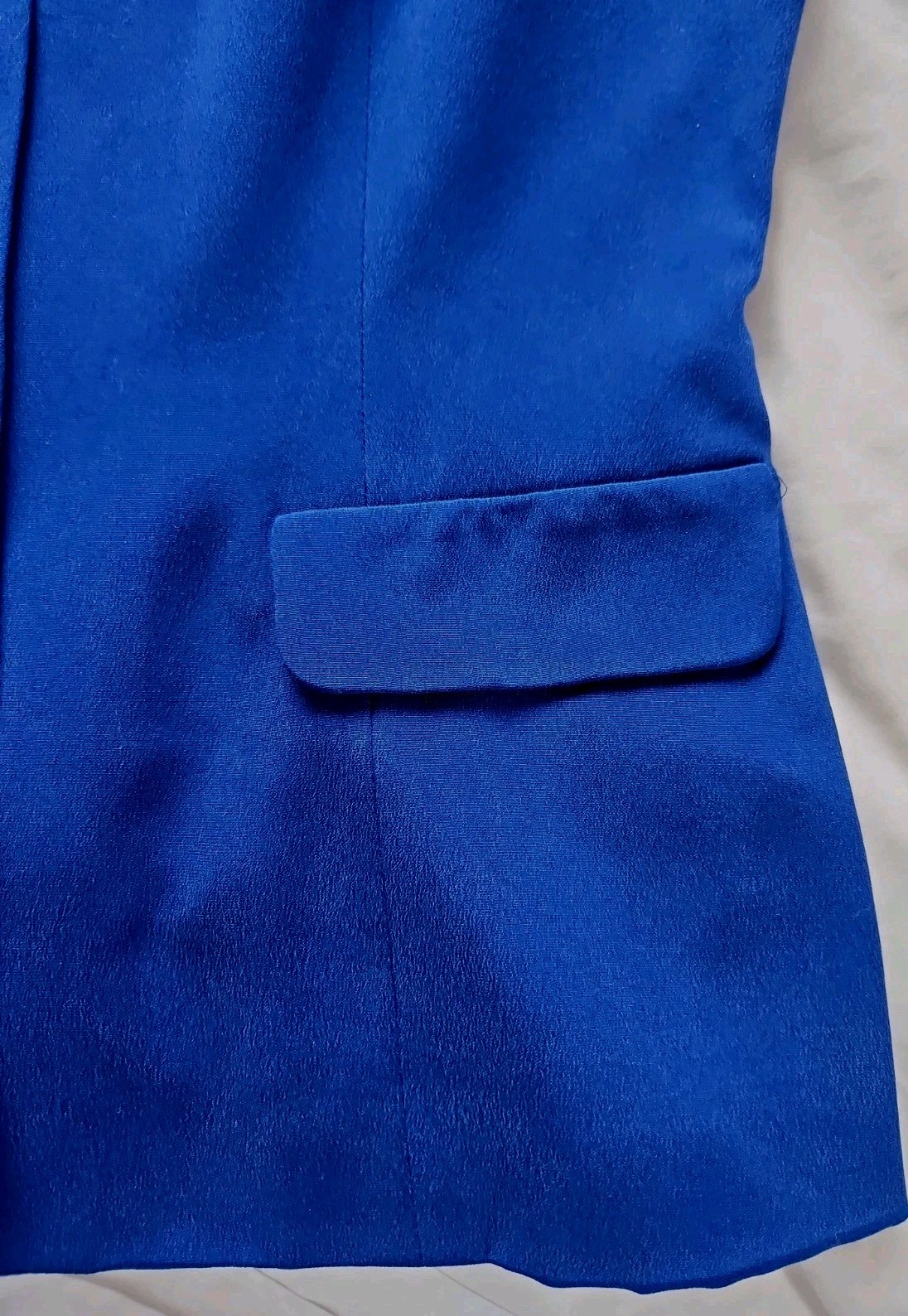 Talbots Petites Pure Silk Suit Jacket Career Cobalt Blue Covered Buttons Size 10