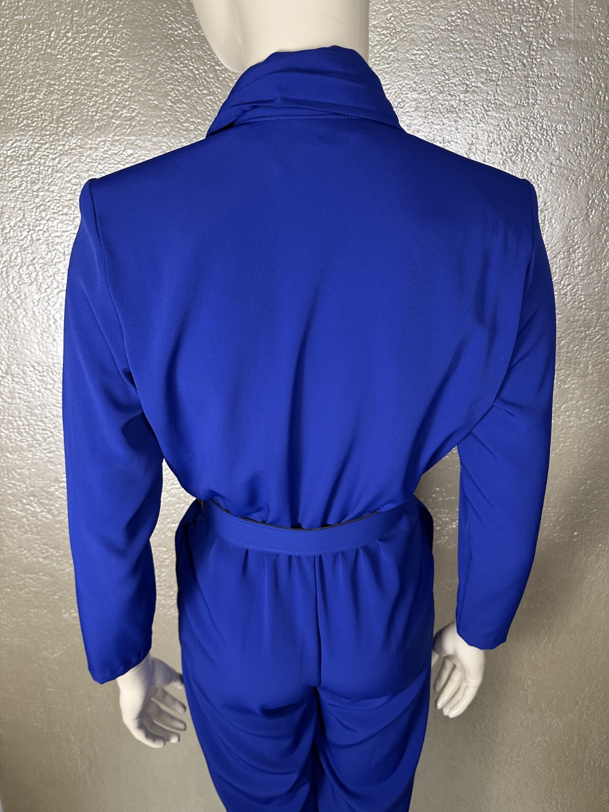 Vintage 1980s Ladies JOAN WALTERS Electric Blue Jumpsuit w/Studded Belt