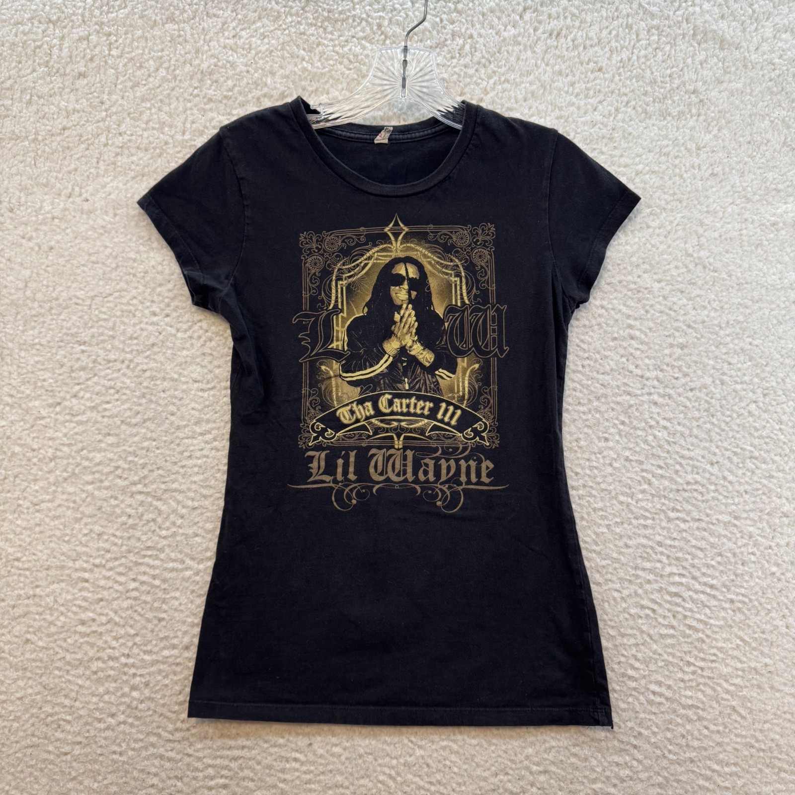 Y2K Vintage Lil Wayne T-Shirt Top XS Small Medium Black Carter III 3 Promo Merch
