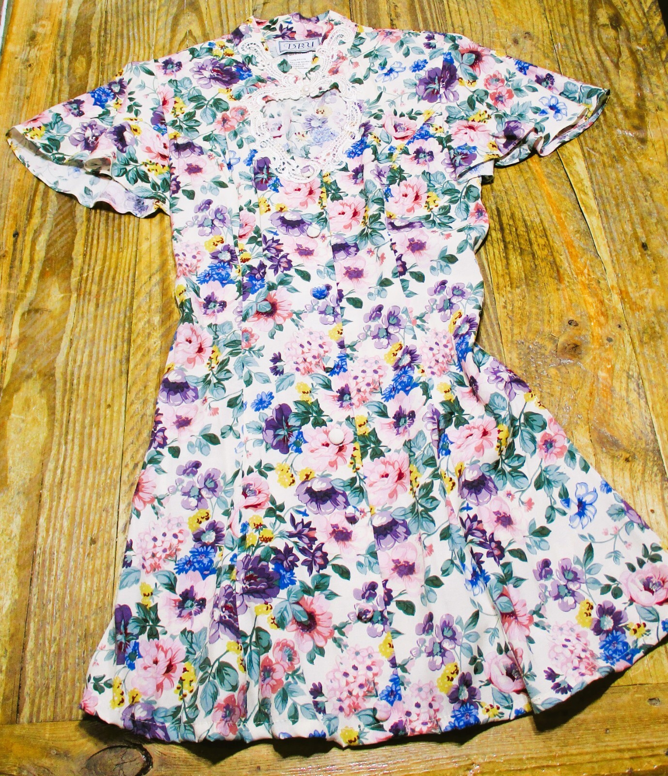 Vintage DBY Ltd. Sweatheart Keyhole Flowered Flared Skirt Dress 3/4 Women’s MINT