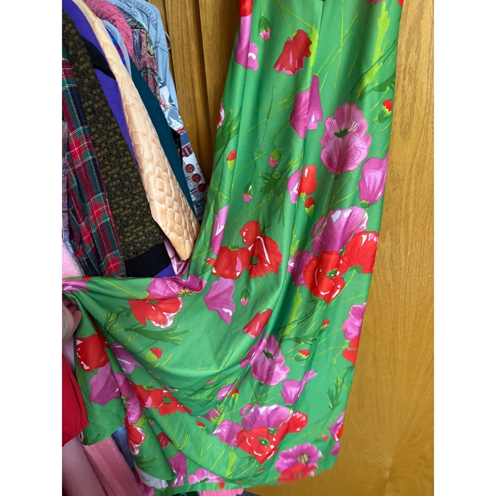 Vintage Aldens Fashions Maxi Dress Green Floral Halter Dress 70s Style Party grn