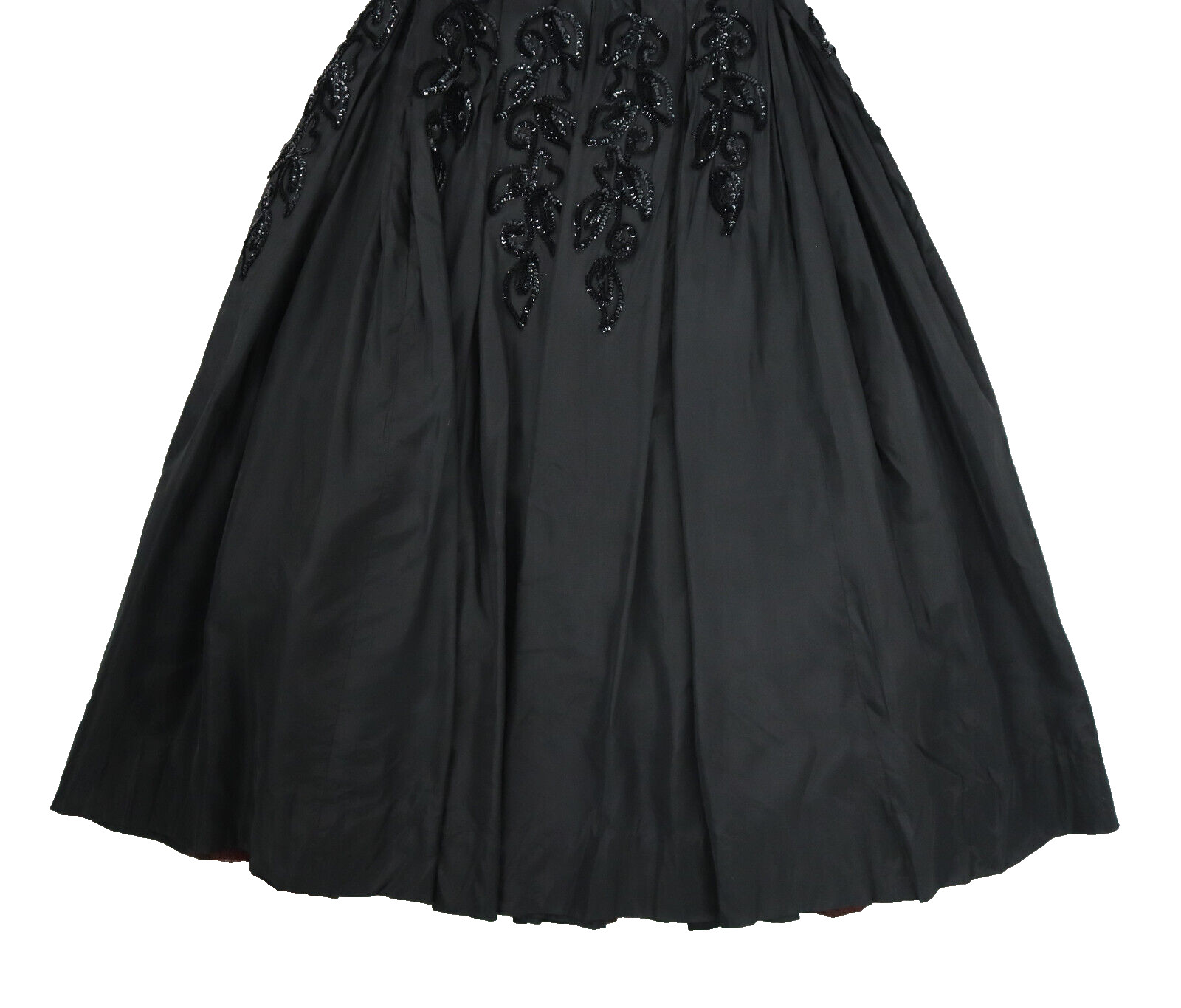 Vintage 50s EMMA DOMB USA Women’s XS 2 Black Taffeta Sequin Midi Party Dress