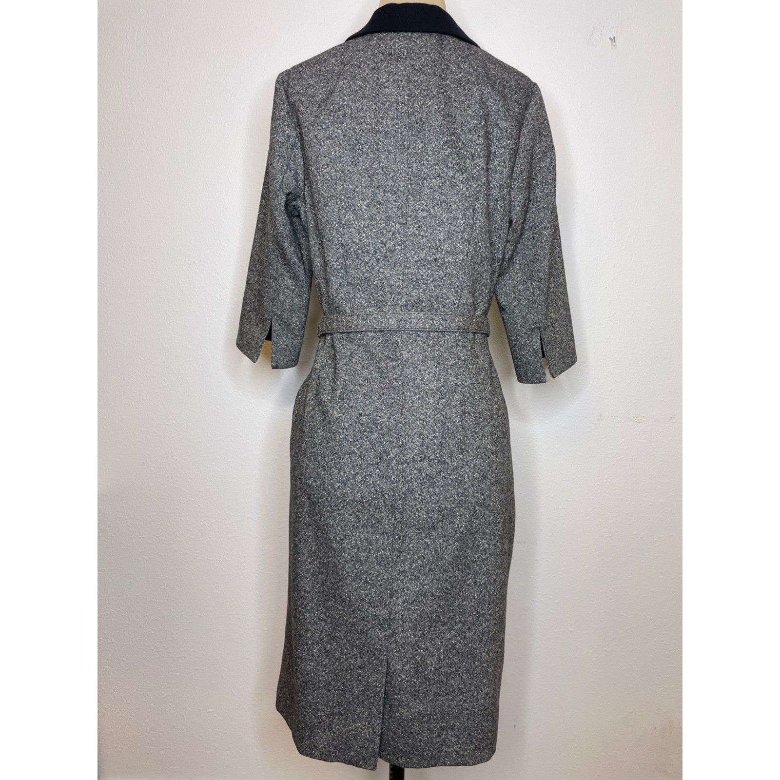 Pendleton Women Dress Vintage Tweed Belted Wool Sheath 6 Gray Black