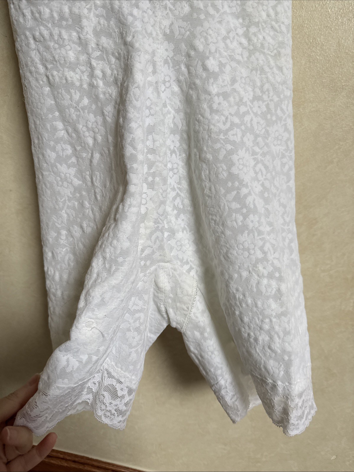Vintage 38 D Rago All in One Girdle Bodysuit Garters body briefer White Lace