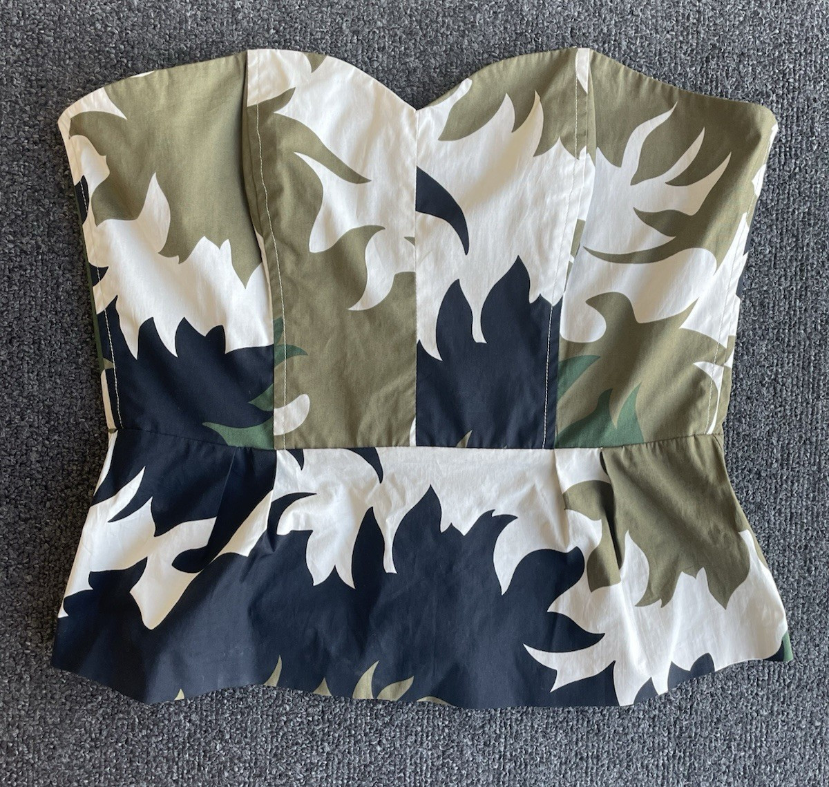 Vintage Prada Camouflage Military Corset Bustier Top Size 46 Neiman Marcus