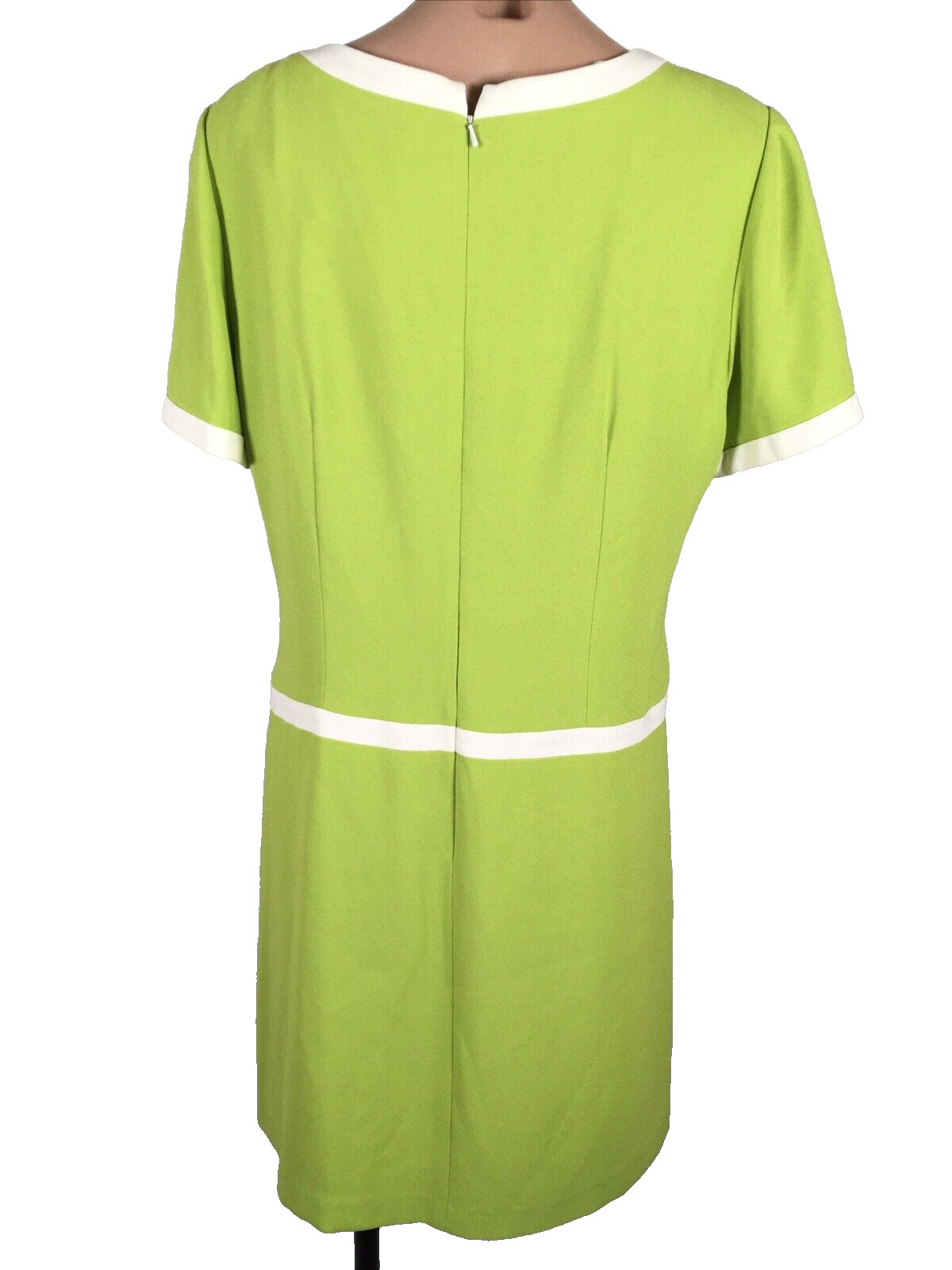 Vintage 60s 70s NOS psychedelic Mod GOGO Shift Dress Neon Green sz 14 90s does
