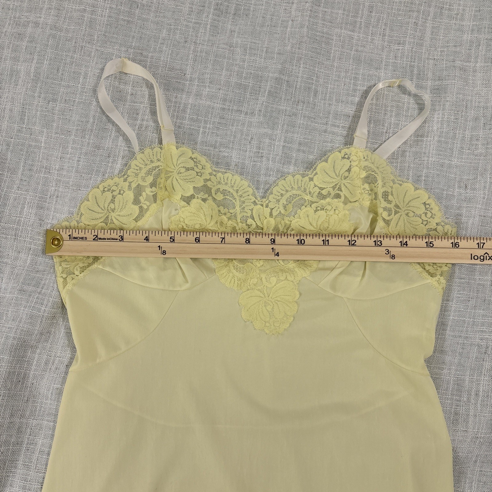Vintage Sears Nylon Lace Full Slip Yellow Size 34 Dainty